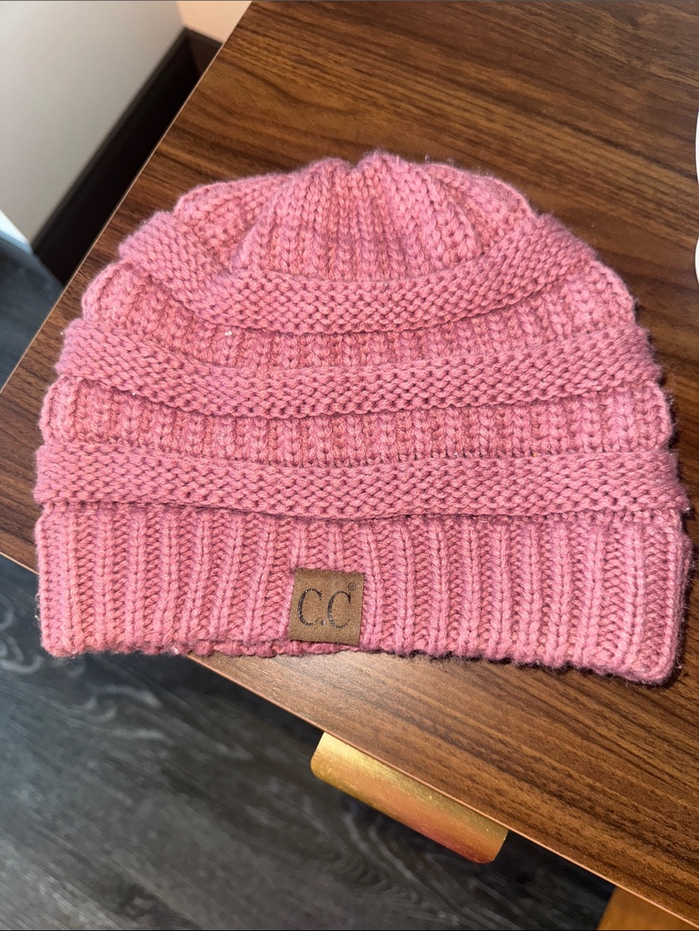C.C Pink Chunky Knit Cuffed Beanie